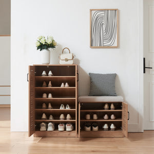Løten skoskab med bænk 120x36x97 cm egetræslook [en.casa]
