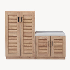 Løten skoskab med bænk 120x36x97 cm egetræslook [en.casa]