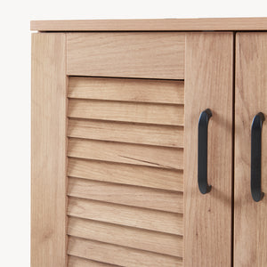 Løten skoskab med bænk 120x36x97 cm egetræslook [en.casa]