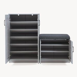 Skoskab Løten med bænk 120x36x97 cm Grå [en.casa]