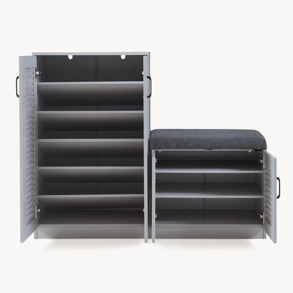 Skoskab Løten med bænk 120x36x97 cm Grå [en.casa]