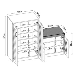 Skoskab Løten med bænk 120x36x97 cm hvid [en.casa]