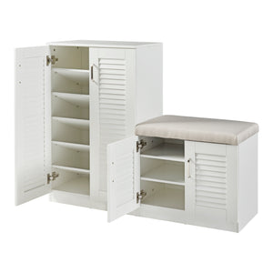 Skoskab Løten med bænk 120x36x97 cm hvid [en.casa]