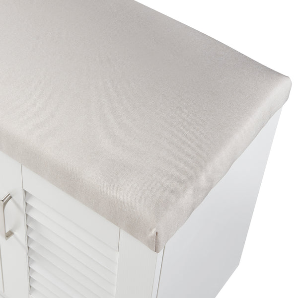 Skoskab Løten med bænk 120x36x97 cm hvid [en.casa]