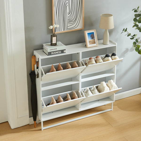 Skoskab Ylitornio 91,5x100x19 cm Hvid [en.casa]