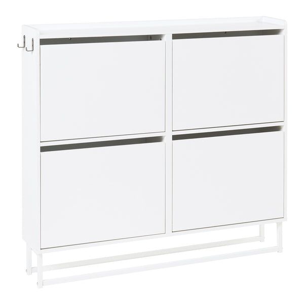 Skoskab Ylitornio 91,5x100x19 cm Hvid [en.casa]