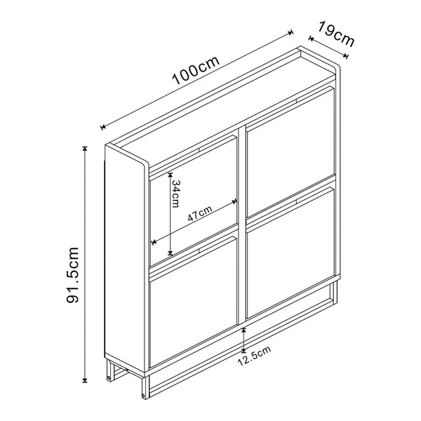 Skoskab Ylitornio 91,5x100x19 cm Hvid [en.casa]