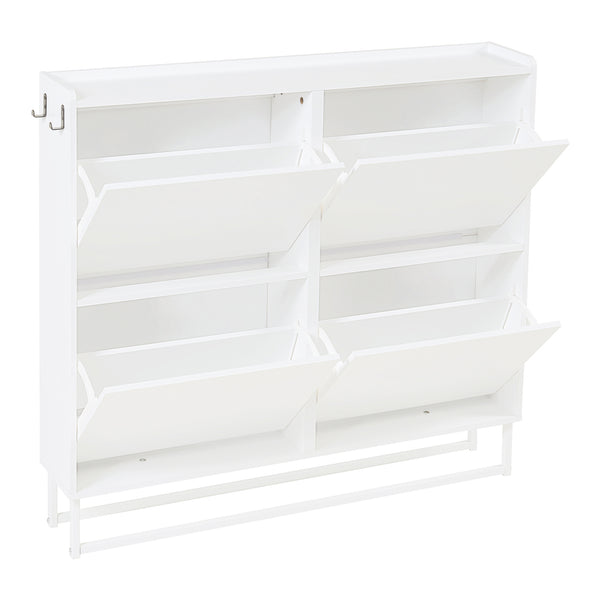 Skoskab Ylitornio 91,5x100x19 cm Hvid [en.casa]