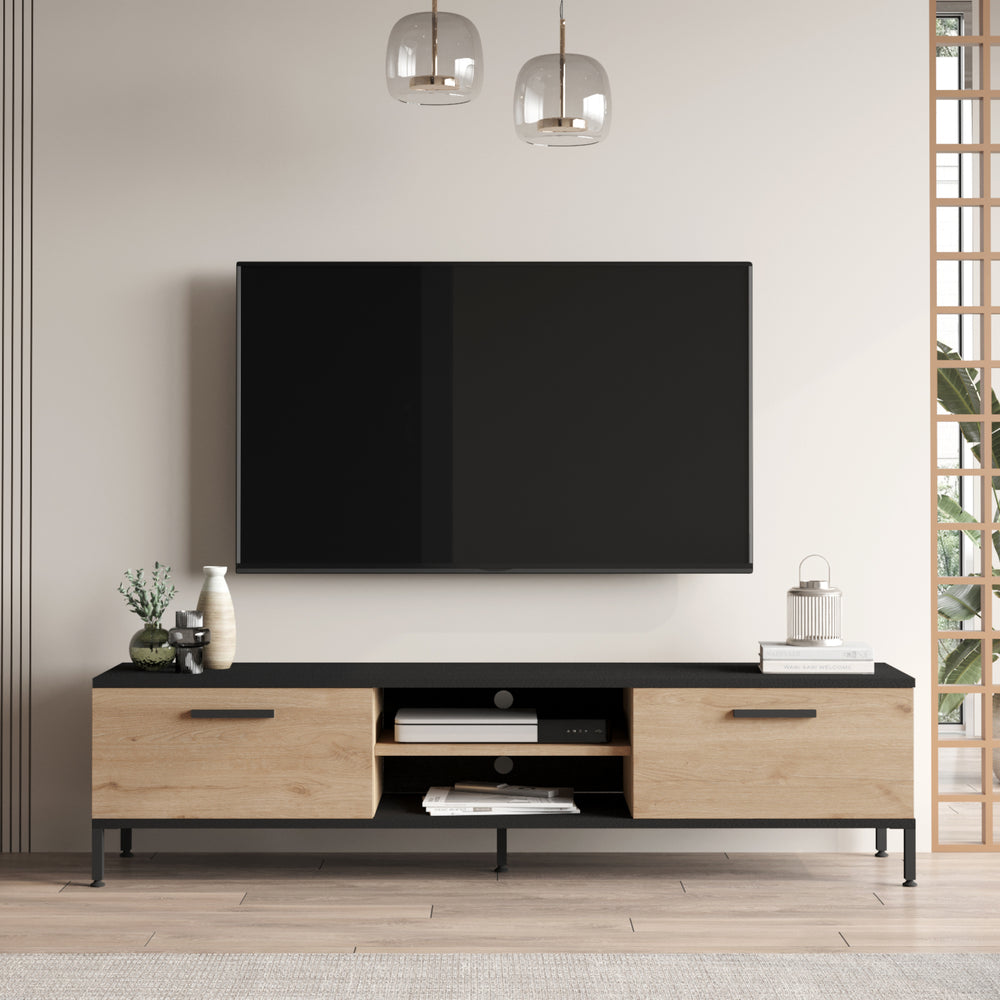 TV-bord Lempäälä med 2 opbevaringsrum 160 x 35 x 39 cm i forskellige farver [en.casa] - premiumXL