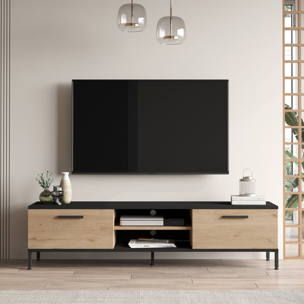Tv-bord Lempäälä med 2 opbevaringsrum 160 x 35 x 39 cm i forskellige farver [en.casa]