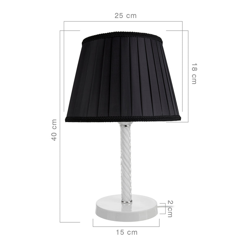 Målskitse Kilbride bordlampe E27 metal glas tekstil i forskellige farver [lux.pro]
