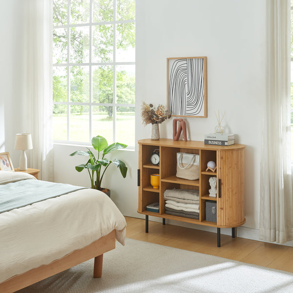 Aparador Tvedestrand bambú con puertas 100x40x80cm [en.casa]