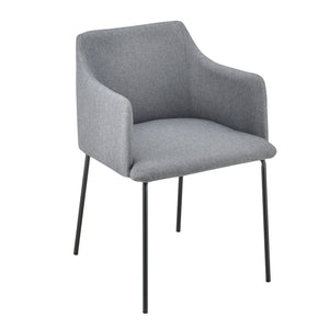 [en.casa] Polstret stol - 76x52x53cm - metal/tekstil - grå/sort
