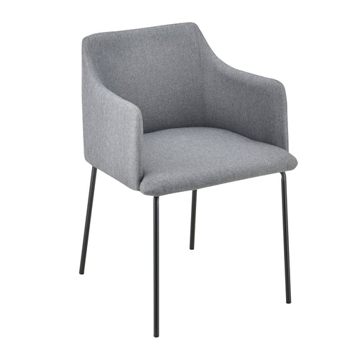 [en.casa] Polstret stol - 76x52x53cm - metal/tekstil - grå/sort
