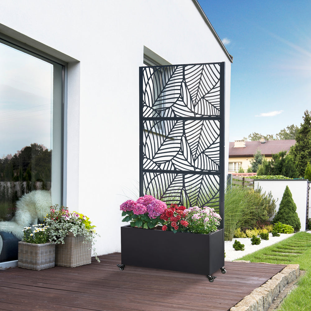 Rumdeler Surnskoki med blomsterkasse stål sort [casa.pro] - premiumXL
