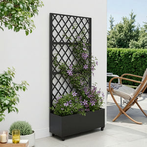 Skillevæg Malja med blomsterkasse i stål 190x82x38 cm sort [casa.pro].