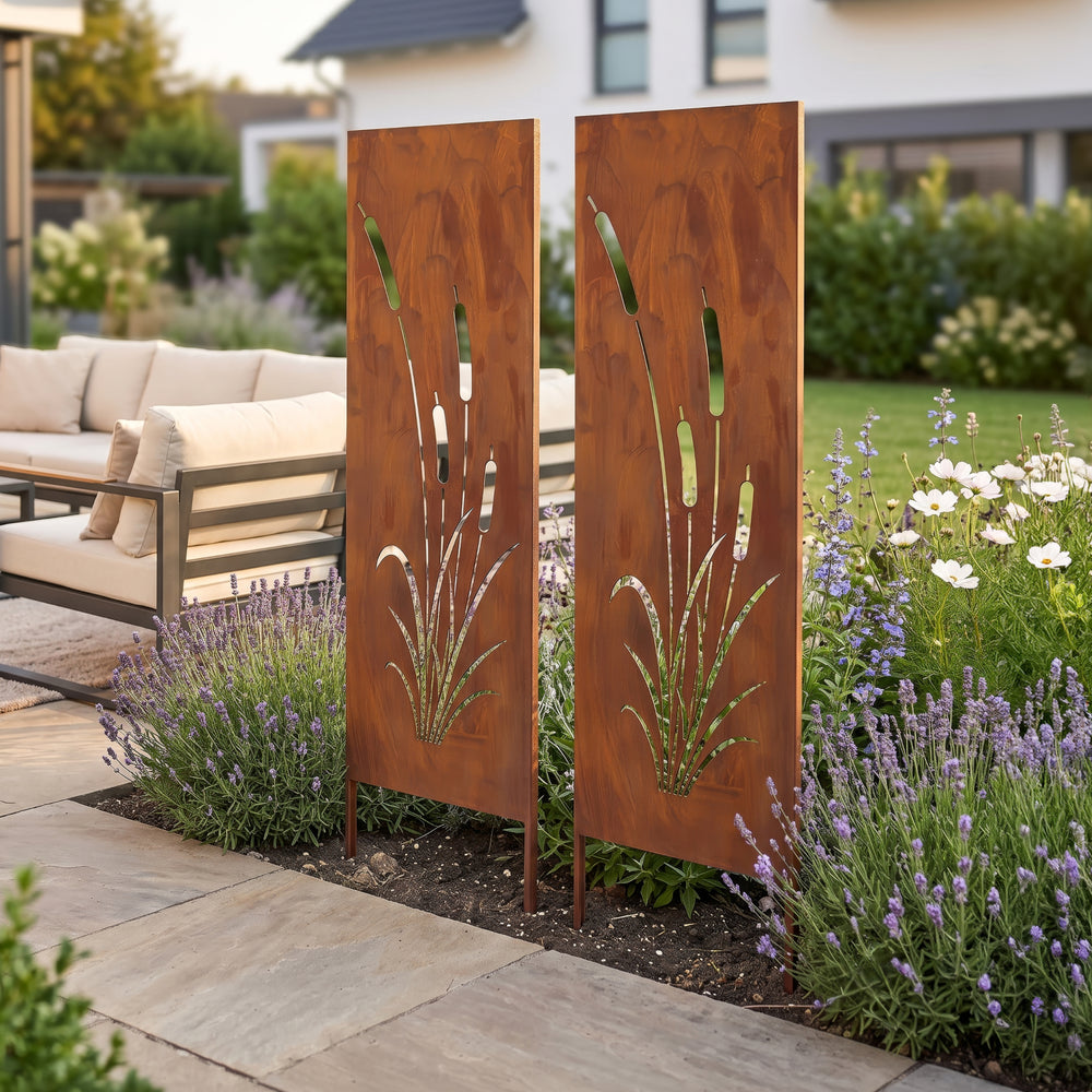 Havepinde Irsina 2 stk. sæt 160x50 cm cortenstål rustfinish [casa.pro]