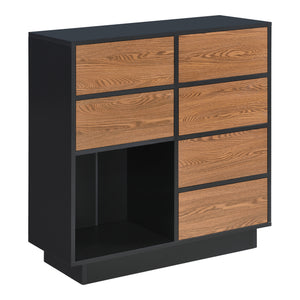 Sideskab Krokom 88x80x30 cm sort/mørkt træ en.casa
