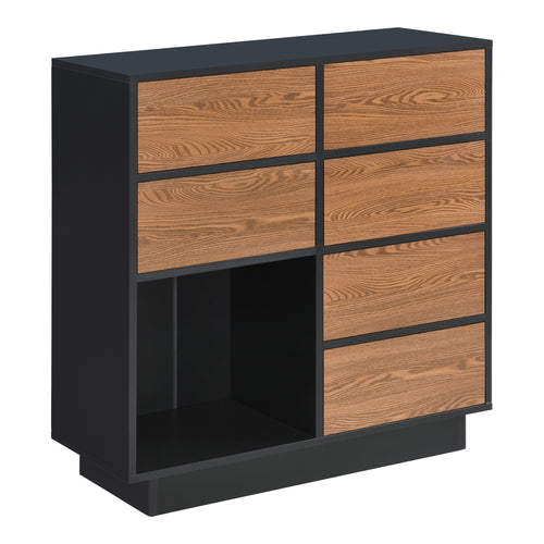Sideskab Krokom 88x80x30 cm sort/mørkt træ en.casa