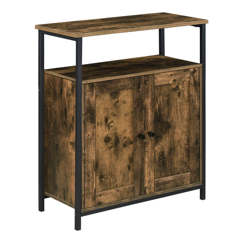 Sidebord Aremark 79x60x30cm med skabsrum Mørk træfarve [en.casa] - premiumXL