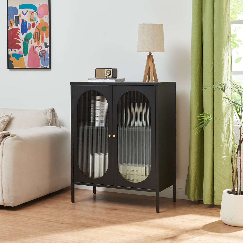 Sideboard Karlskrona 102x80x40 cm Sort, mat [en.casa] - premiumXL
