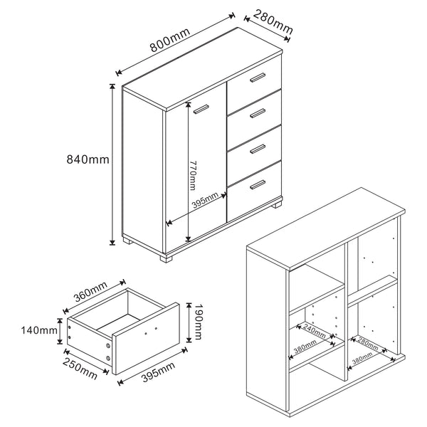 Skænk Döbritz 84x80x28 cm [en.casa].