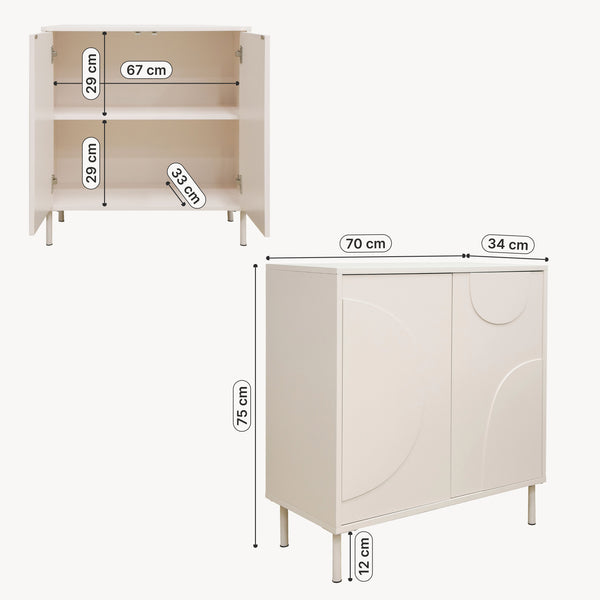 Aparador Holea con 2 puertas MDF 75x70x34 cm - [en.casa]