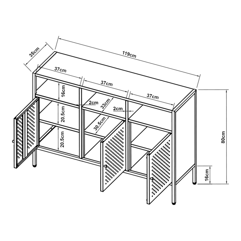 Målskitse Sideboard Janakkala [en.casa]