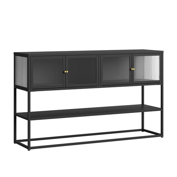 Skænk Säkylä med 4 glasdøre 150x38x90 cm stål [en.casa]