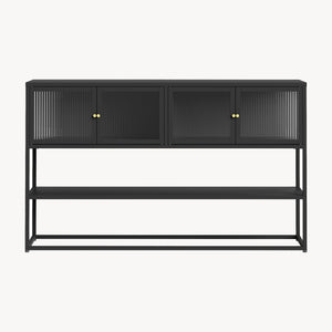 Skænk Säkylä med 4 glasdøre 150x38x90 cm stål [en.casa]