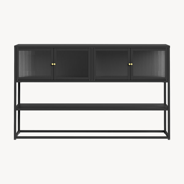 Skænk Säkylä med 4 glasdøre 150x38x90 cm stål [en.casa]