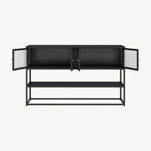Skænk Säkylä med 4 glasdøre 150x38x90 cm stål [en.casa]