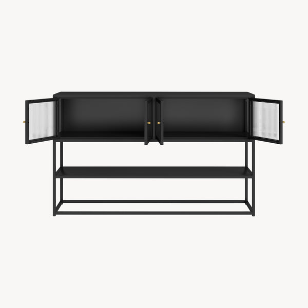 Skænk Säkylä med 4 glasdøre 150x38x90 cm stål [en.casa]