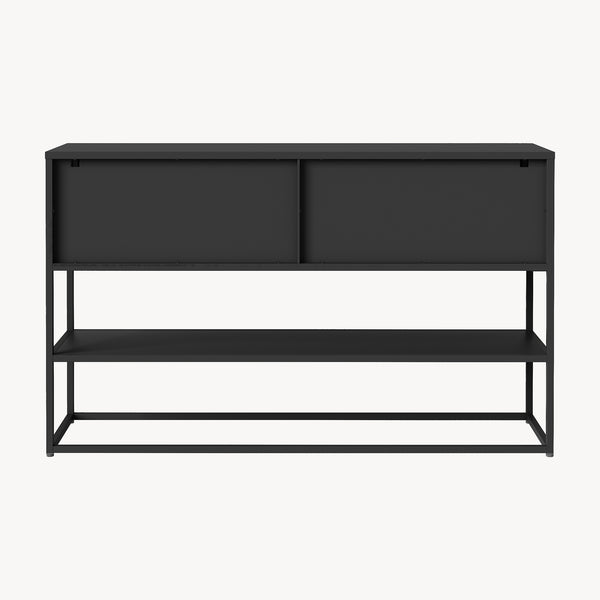 Skænk Säkylä med 4 glasdøre 150x38x90 cm stål [en.casa]