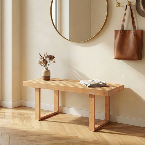 Bænk Aarela 91x41x38 cm Bambus [en.casa]