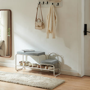 Skobænk med børnestol Jässaatka stål 100x32x46 cm grå [en.casa]