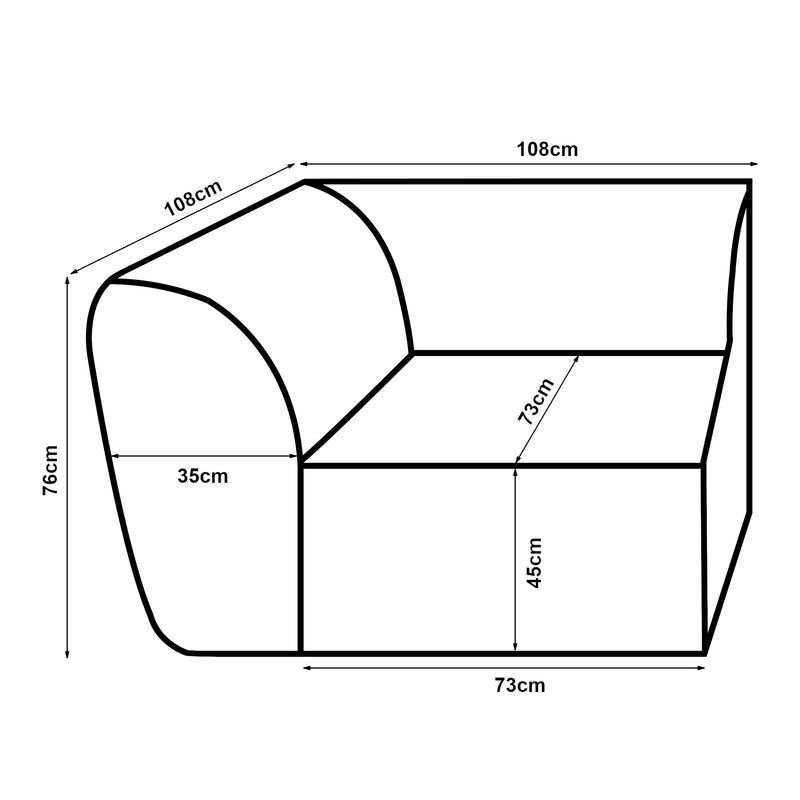 Målskitse Hurvas sofa modul [en.casa]