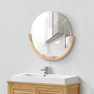 Vægspejl Atri rund natur med ramme 61x64cm [en.casa].