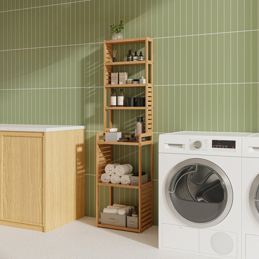 Reol Forssa 165 x 42 x 28 cm bambus natur [en.casa] - premiumXL