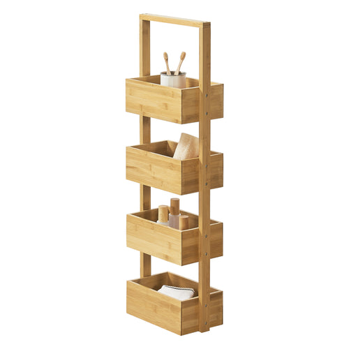 Badehylde Bardu med 4 opbevaringsrum 28x16x88cm bambus [en.casa] - premiumXL
