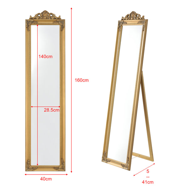  [en.casa] Gulvspejl Arezzo i fuld længde spejl-160x40 cm-eukapyptus-tilt-bar-i forskellige farver 
