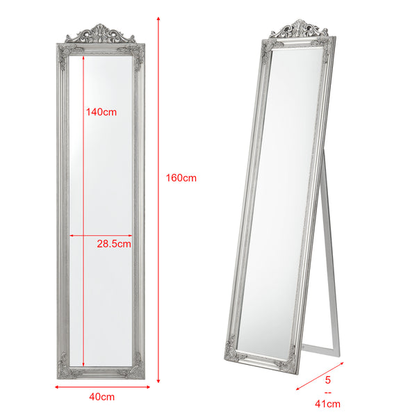  [en.casa] Gulvspejl Arezzo i fuld længde spejl-160x40 cm-eukapyptus-tilt-bar-i forskellige farver 