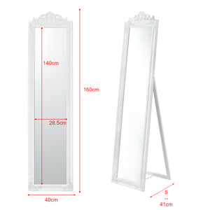  [en.casa] Gulvspejl Arezzo i fuld længde spejl-160x40 cm-eukapyptus-tilt-bar-i forskellige farver 