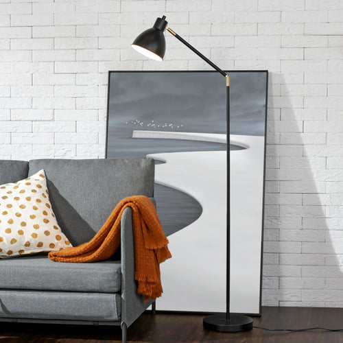 Gulvlampe Stockport 139cm sort/guld [lux.pro].