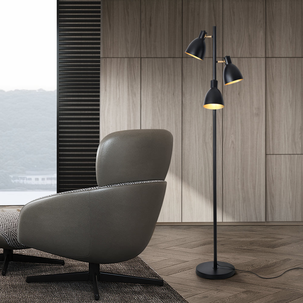 Gulvlampe Witney 3 - flamme Sort / Guld farve [lux.pro] - premiumXL