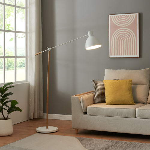 Gulvlampe Banchory metal 163 cm trælook/hvid [lux.pro] - premiumXL