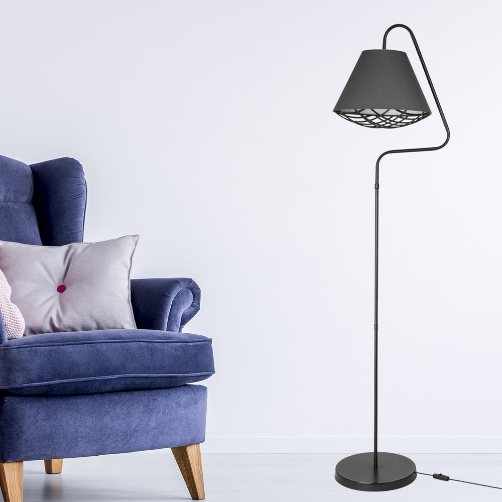 Gulvlampe Gateshead E27 metal tekstil sort / grå [lux.pro] - premiumXL