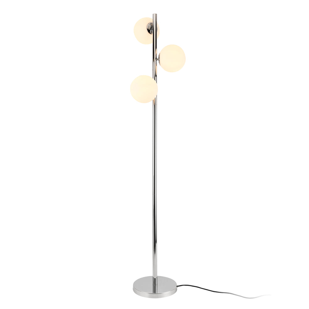 [lux.pro]® Gulvlampe Gent - 230V - 3xE14 - max40W - metal / glas - krom - hvid - 154cm