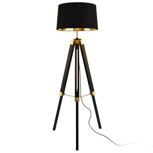 [lux.pro]® Gulvlampe Karlsbad - 1 x E27, max. 60W - linned, metal - sort - messing