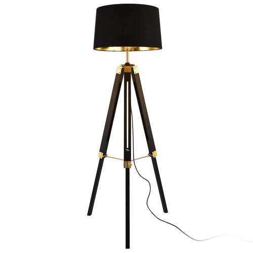 [lux.pro]® Gulvlampe Karlsbad - 1 x E27, max. 60W - linned, metal - sort - messing